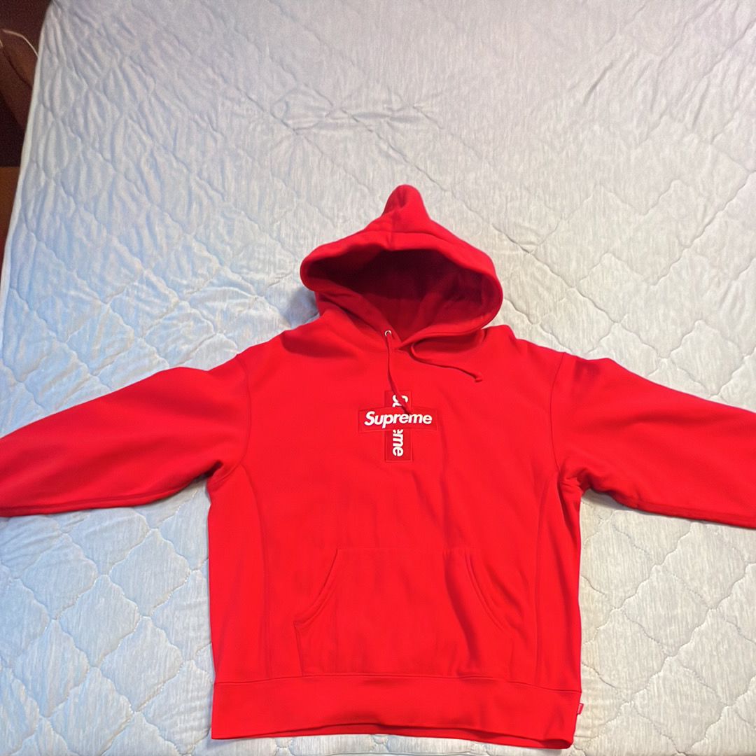 Supreme Cross Box Logo Hooded Sweatshirt "Red"