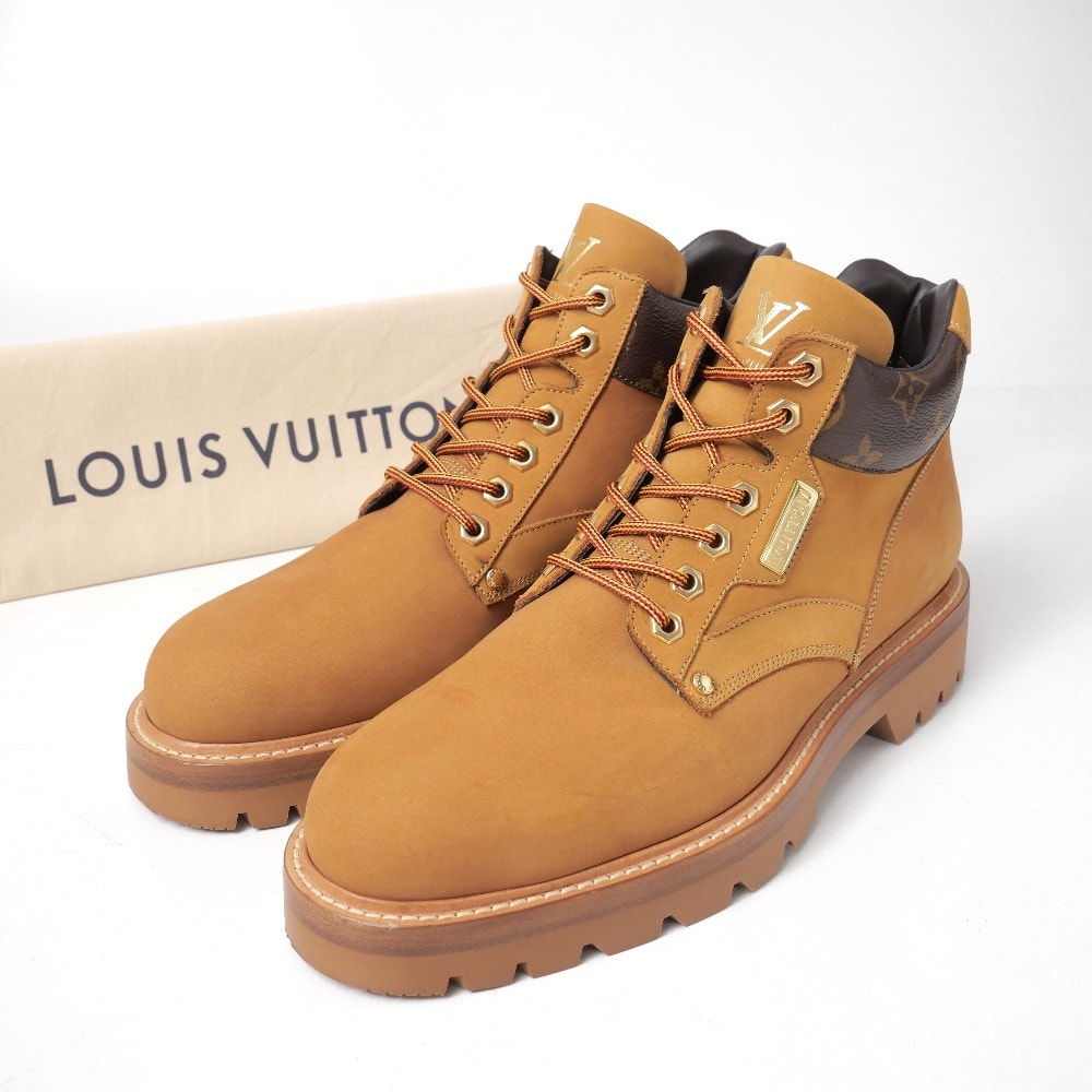 ■美品■LOUIS VUITTON ルイ・ヴィトン オーベルカンフライン ブーツ サイズ7 モノグラム ヌバック アンクルブーツ ブランド古着【中古】20260617/RA9818