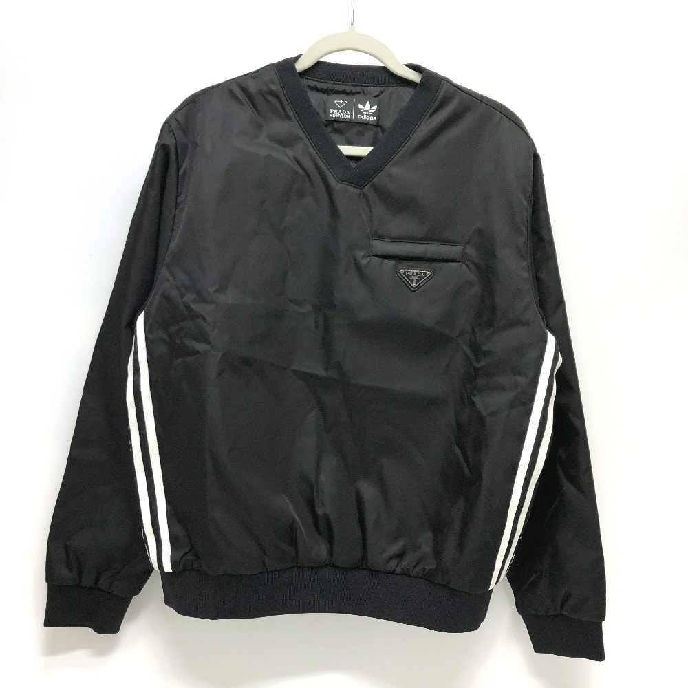 プラダ PRADA アディダスコラボ adidas スウェット UJL206 トライアングルロゴ Re Nylon トップス アパレル 長袖 ライン トレーナー ナイロン ブラック 新品同様