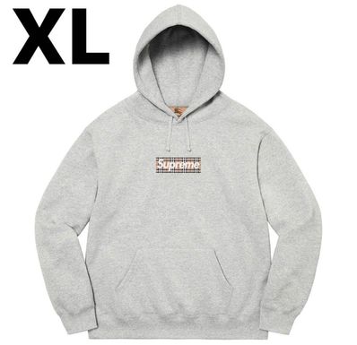 Supreme / Burberry Box Logo Hooded Sweatshirt "Heather Grey"