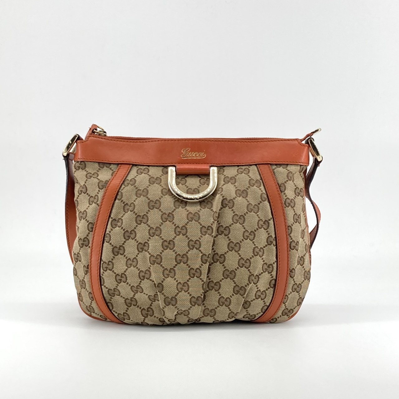 GUCCI(グッチ) GGキャンバス×レザー Dリング アビーライン 203257 ショルダーバッグ ベージュ×オレンジ