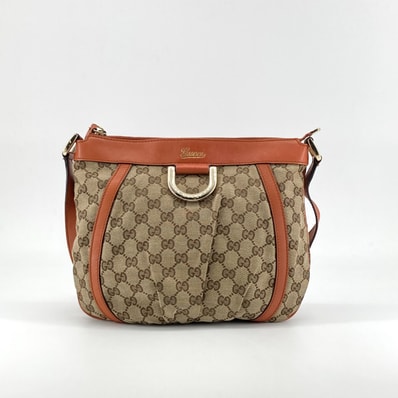 GUCCI(グッチ) GGキャンバス×レザー Dリング アビーライン 203257 ショルダーバッグ ベージュ×オレンジ