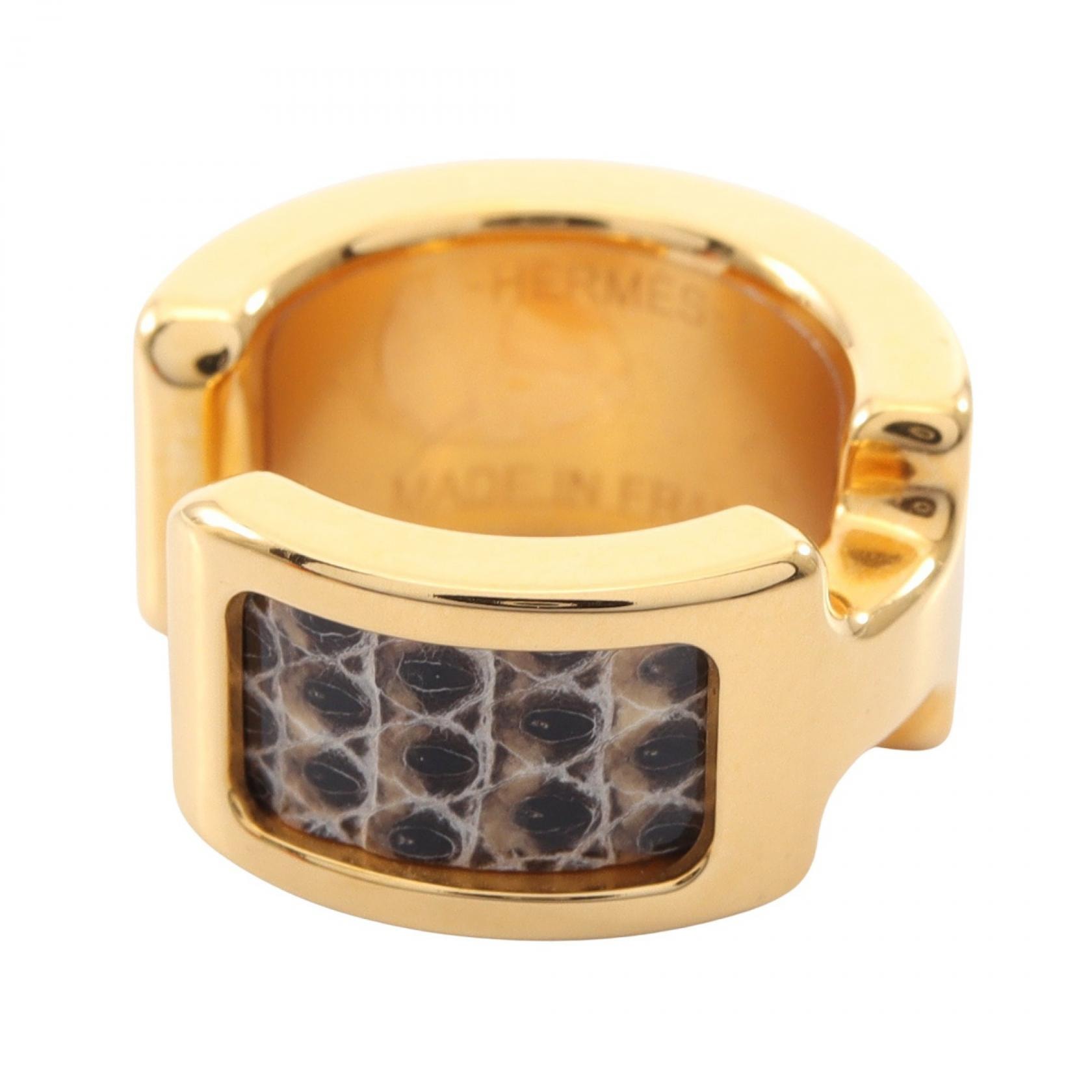 エルメス HERMES オランプPM アクセサリー GP(ゴールドメッキ) レザー ゴールド レディース ゴールド系 / ブラック系 【中古】