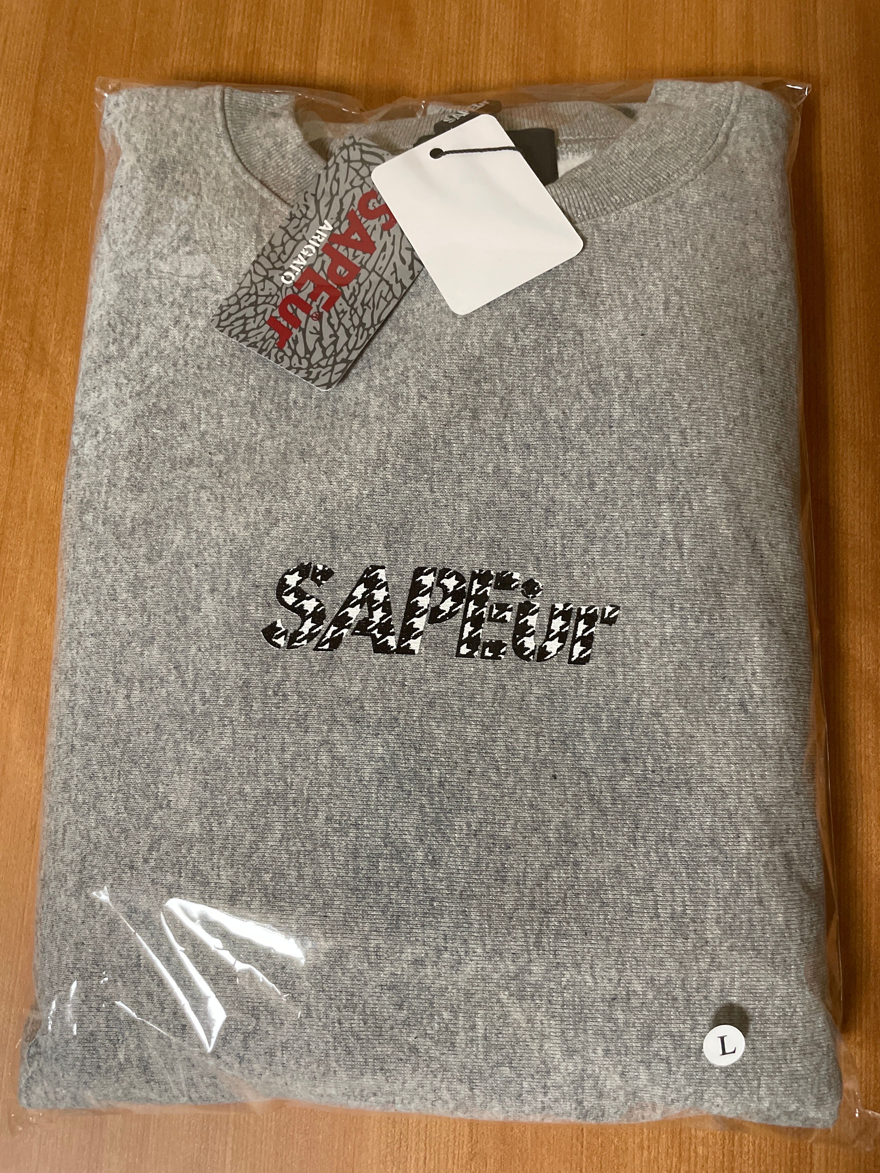 SAPEur HOUNDS TOOTH HEAD CREWSWEAT グレー