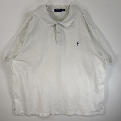 古着 ポロ・ラルフローレン POLO RALPH LAUREN 鹿の子 半袖 ポロシャツ ロゴ 刺繍 大きいサイズ 2ボタン 3XB ホワイト 無地 メンズ