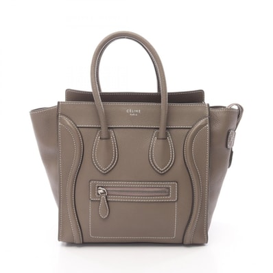 セリーヌ CELINE ラゲージ マイクロショッパー トートバッグ バッグ レザー レディース グレー系 167793 【中古】