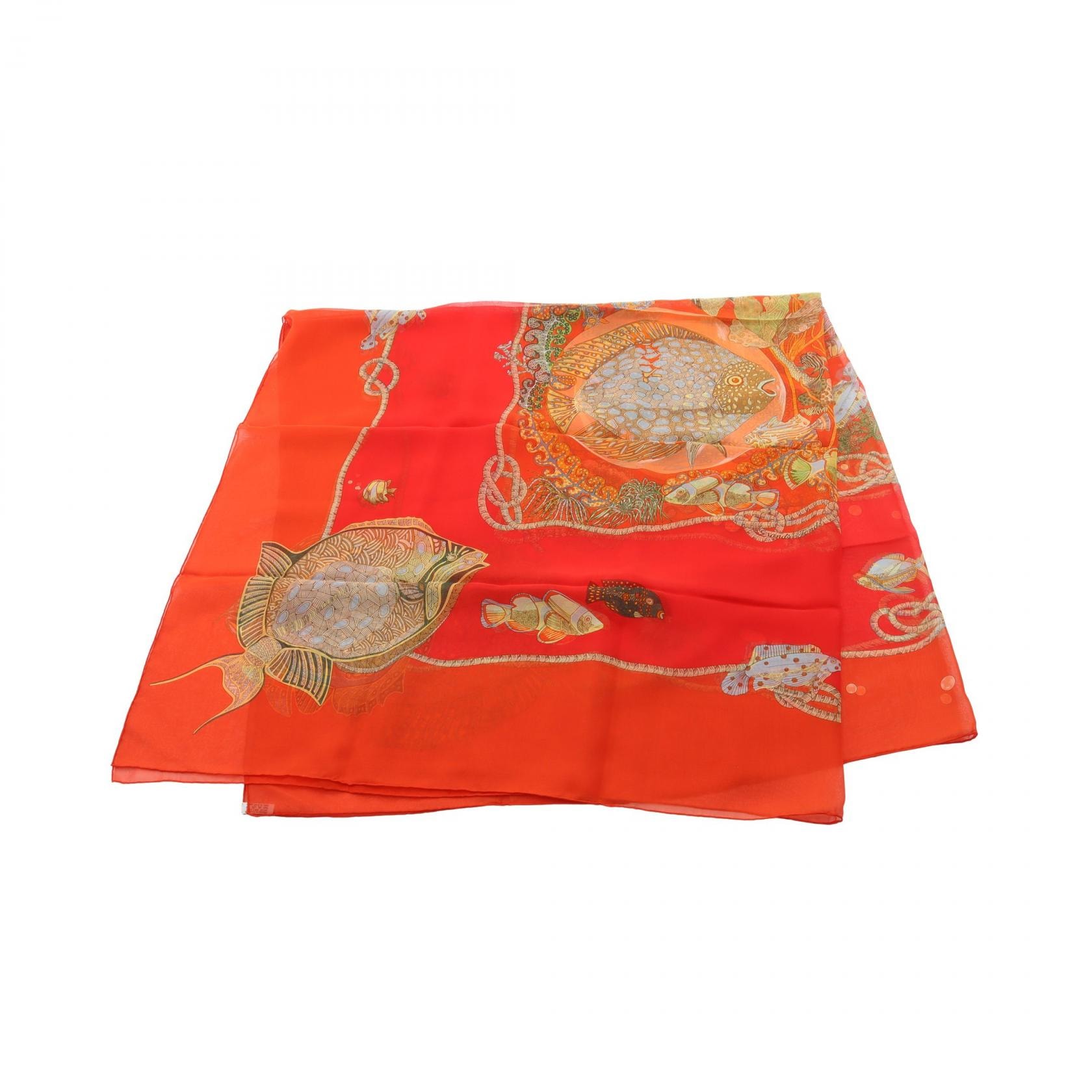 エルメス HERMES Grands Fonds スカーフ 衣料品 シルク シルク レディース レッド系 / マルチカラー 【中古】