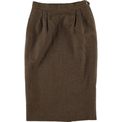 古着 ラルフローレン Ralph Lauren 千鳥格子柄 カシミア混 ウール ミモレ丈 タイトスカート USA製 レディースM相当/eaa612821