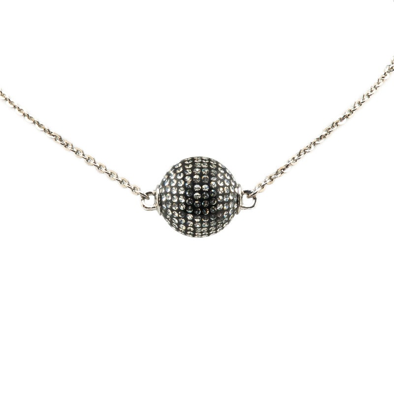 샤넬 코코 마크 미러 볼 목걸이 실버 블랙 메탈 여성 CHANEL [중고]