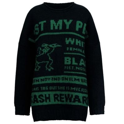 新品 MM6 Maison Margiela 24AW Wool Jacquard Sweater ユニセックス LOST MY PET オーバーサイズウールジャガードニット S62HL0027 M13075 XS BLACK セーター 定価133,100円
