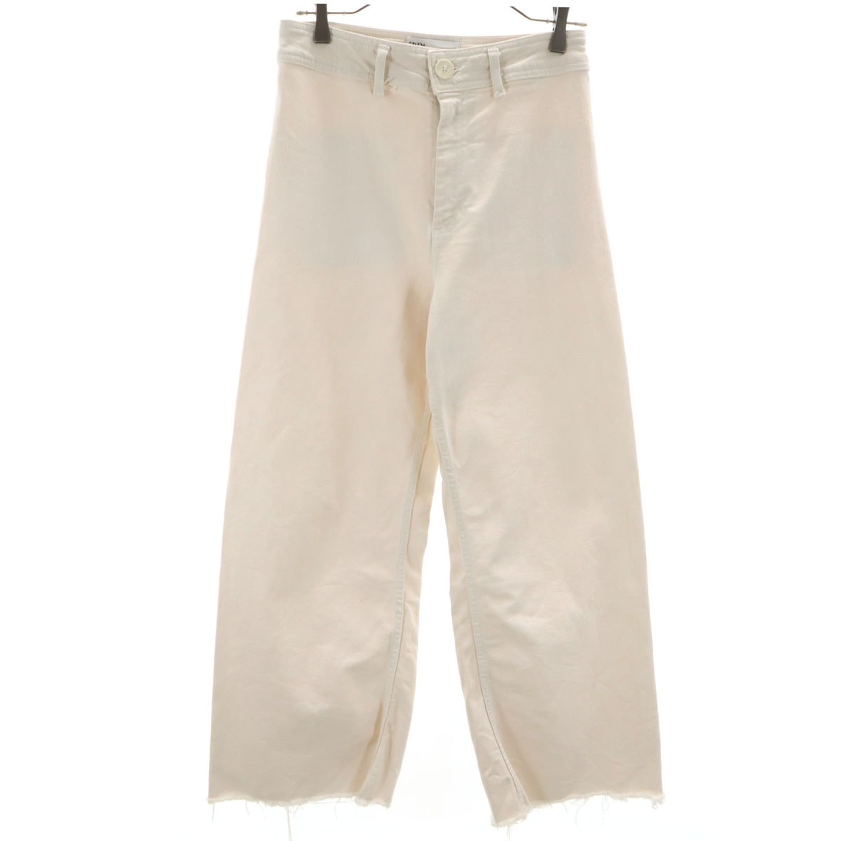 ZARA ザラ カットオフ加工 ワイドパンツ 38 アイボリー