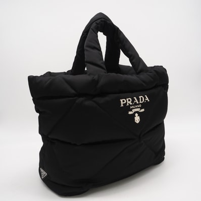 美品 PRADA プラダ パデットナイロン トートバッグ 2VG082 ハンドバッグ ブラック ナイロン レディース