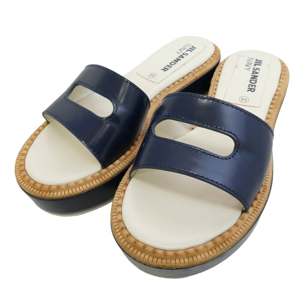 JIL SANDER ジルサンダー NAVY ネイビー 厚底 サンダル ネイビー系 36【中古】