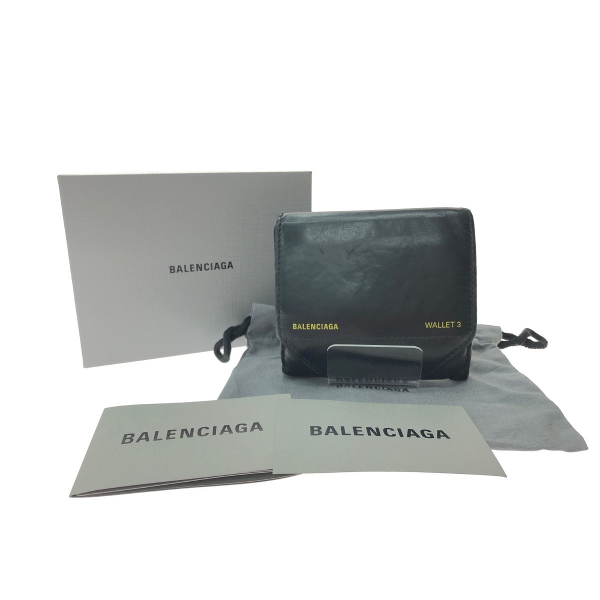 ▼▼BALENCIAGA バレンシアガ メンズ 三つ折り財布 Wホック WALLET3 554041 ブラック
