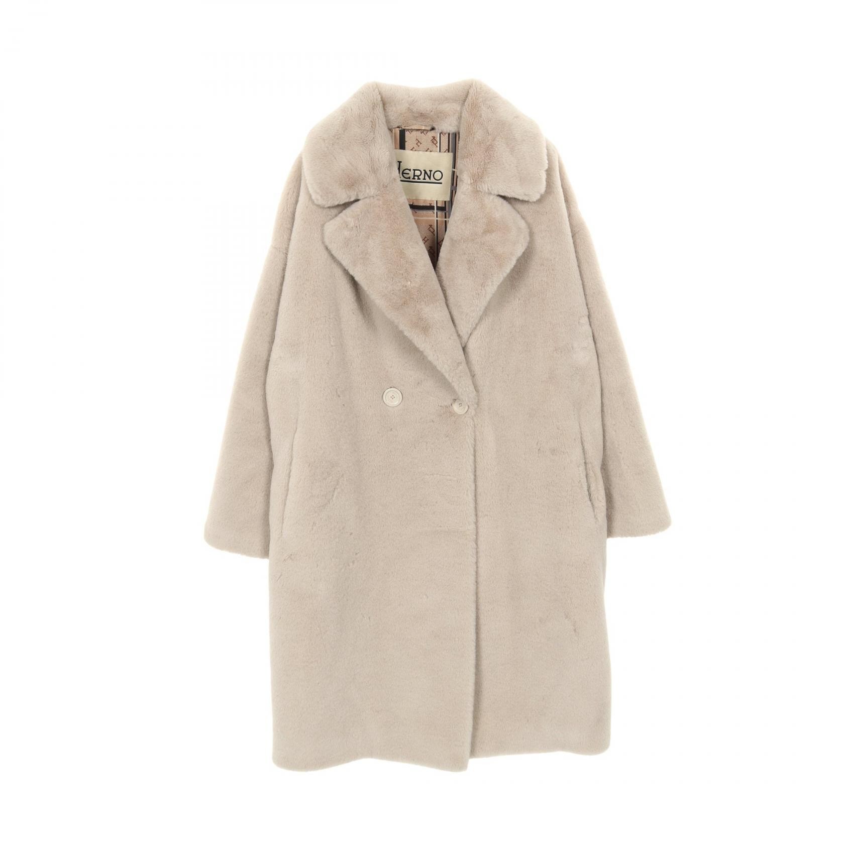 ヘルノ Herno エコファー ダブルブレスト 衣料品 アウター ポリエステル レディース ベージュ系 【中古】