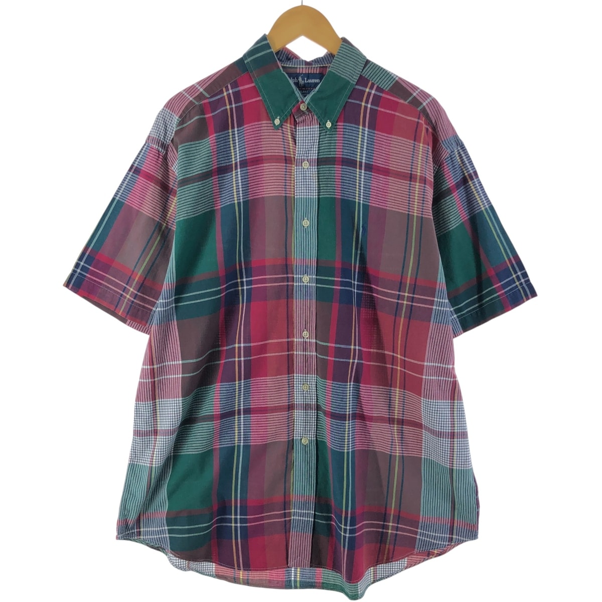 古着 ラルフローレン Ralph Lauren BLAKE 半袖 ボタンダウン チェックシャツ メンズXL相当/eaa537276