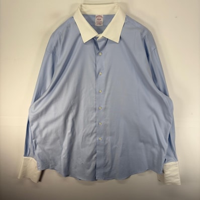 古着 ブルックスブラザーズ Brooks Brothers 長袖シャツ TRADITIONAL 1818 大きいサイズ 18 水色系 無地 メンズ