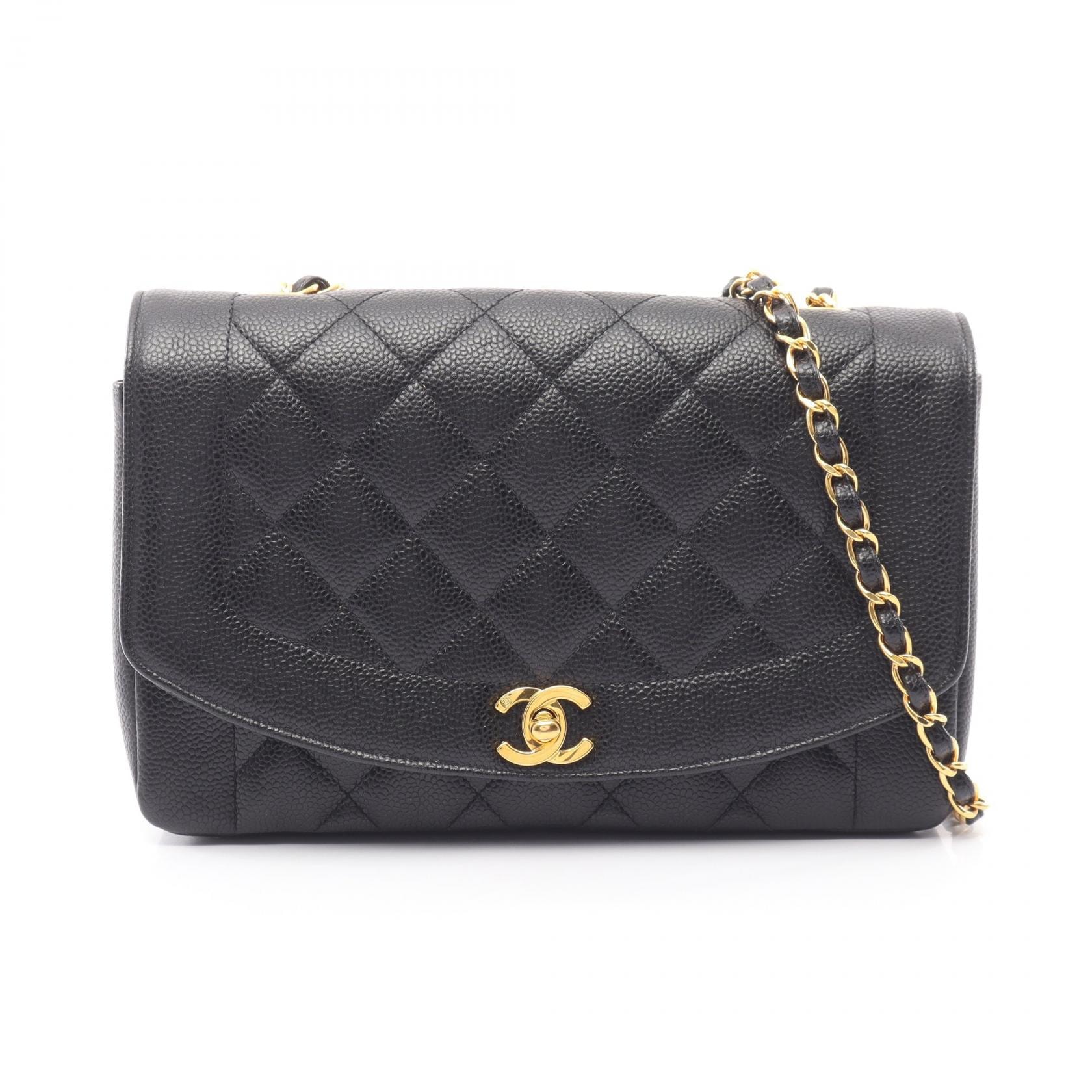 シャネル CHANEL マトラッセ ダイアナフラップ ショルダーバッグ バッグ キャビアスキン(グレインドカーフ) レディース ブラック系 【中古】