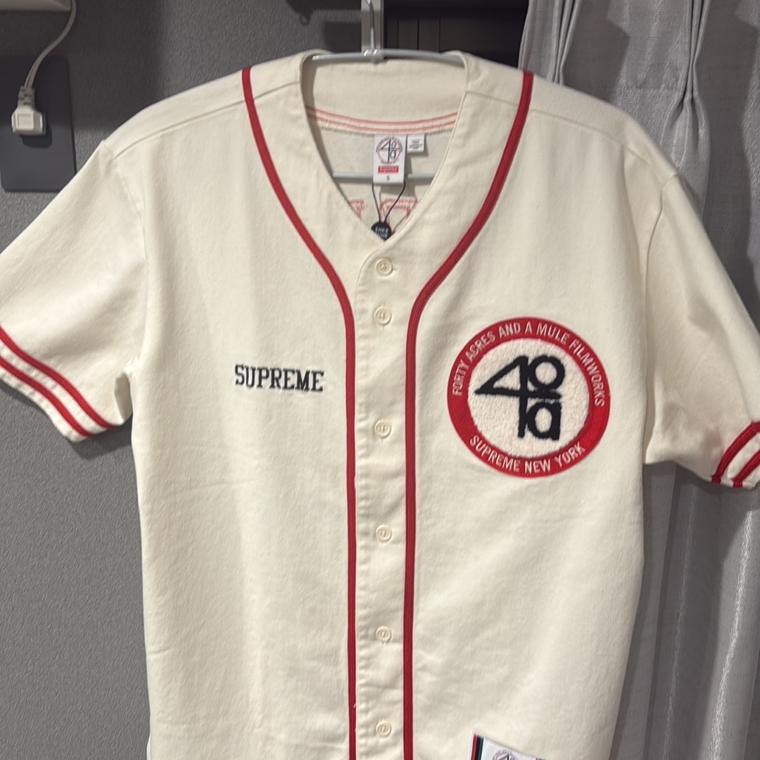 Supreme x 40 Acres Twill Baseball Jersey "Natural"