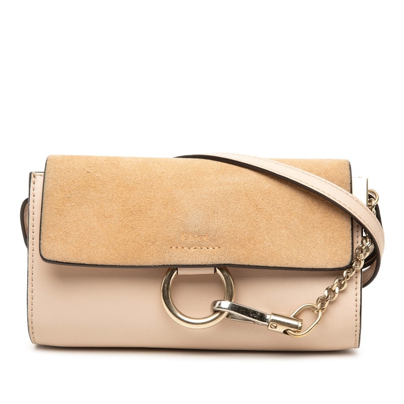 クロエ フェイ スモール 斜め掛け ショルダーバッグ ピンク レザー スウェード レディース Chloe 【中古】