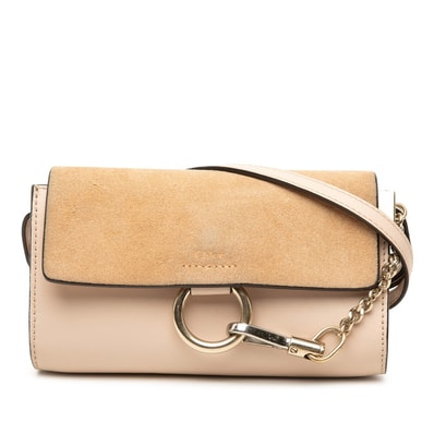 クロエ フェイ スモール 斜め掛け ショルダーバッグ ピンク レザー スウェード レディース Chloe 【中古】