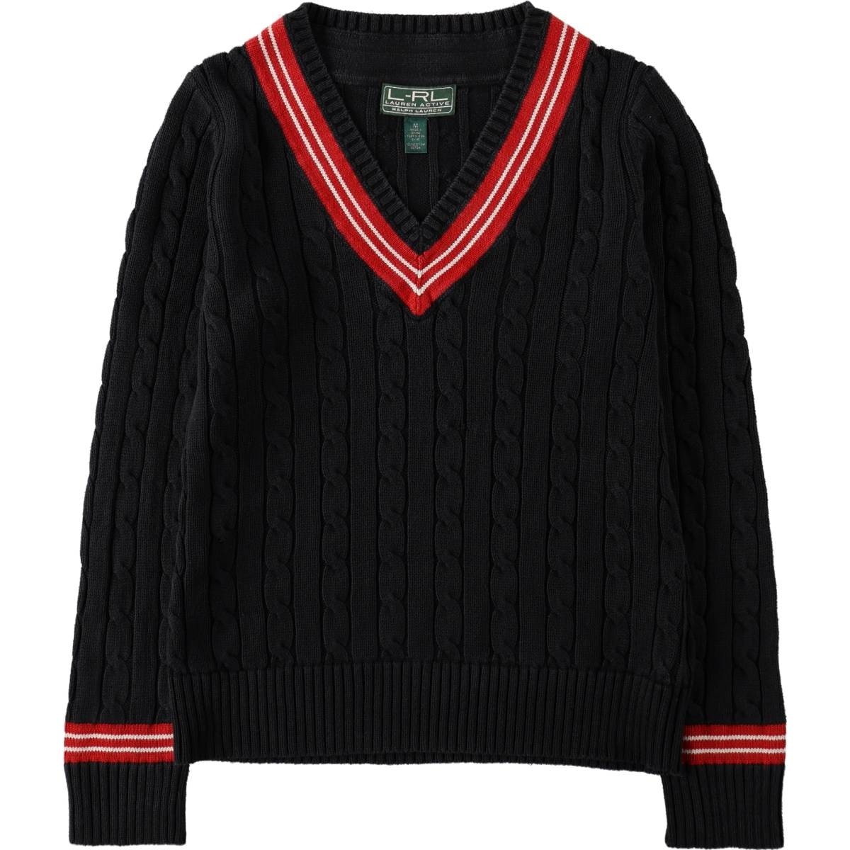 古着 ラルフローレン Ralph Lauren L-RL LAUREN ACTIVE ケーブル編み チルデンニットセーター レディースM相当/eaa672620