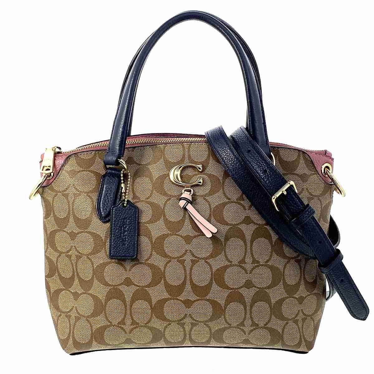 COACH コーチ シグネチャークロスボディ 2WAY ハンドバッグ 2318 PVC ブラウン ネイビー ピンク  レディース【中古】
