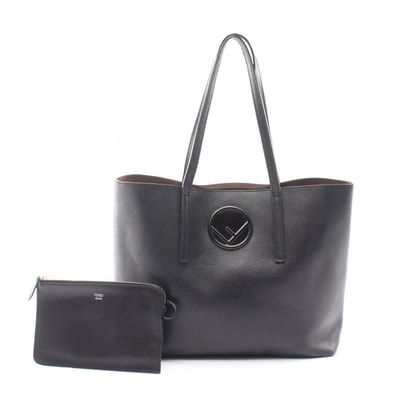 フェンディ FENDI エフ イズ ショッピング トートバッグ バッグ レザー レディース ブラック系 【中古】