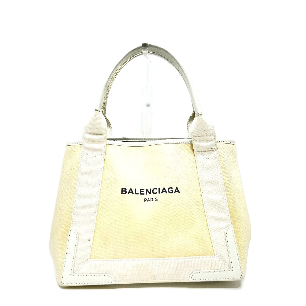 バレンシアガ BALENCIAGA ネイビーカバスS 339933 カバン バッグ ハンドバッグ トートバッグ キャンバス/レザー ホワイト
