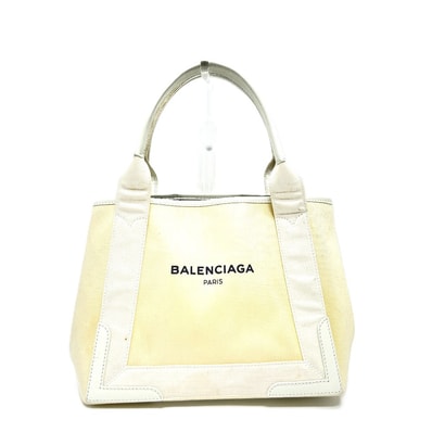 バレンシアガ BALENCIAGA ネイビーカバスS 339933 カバン バッグ ハンドバッグ トートバッグ キャンバス/レザー ホワイト