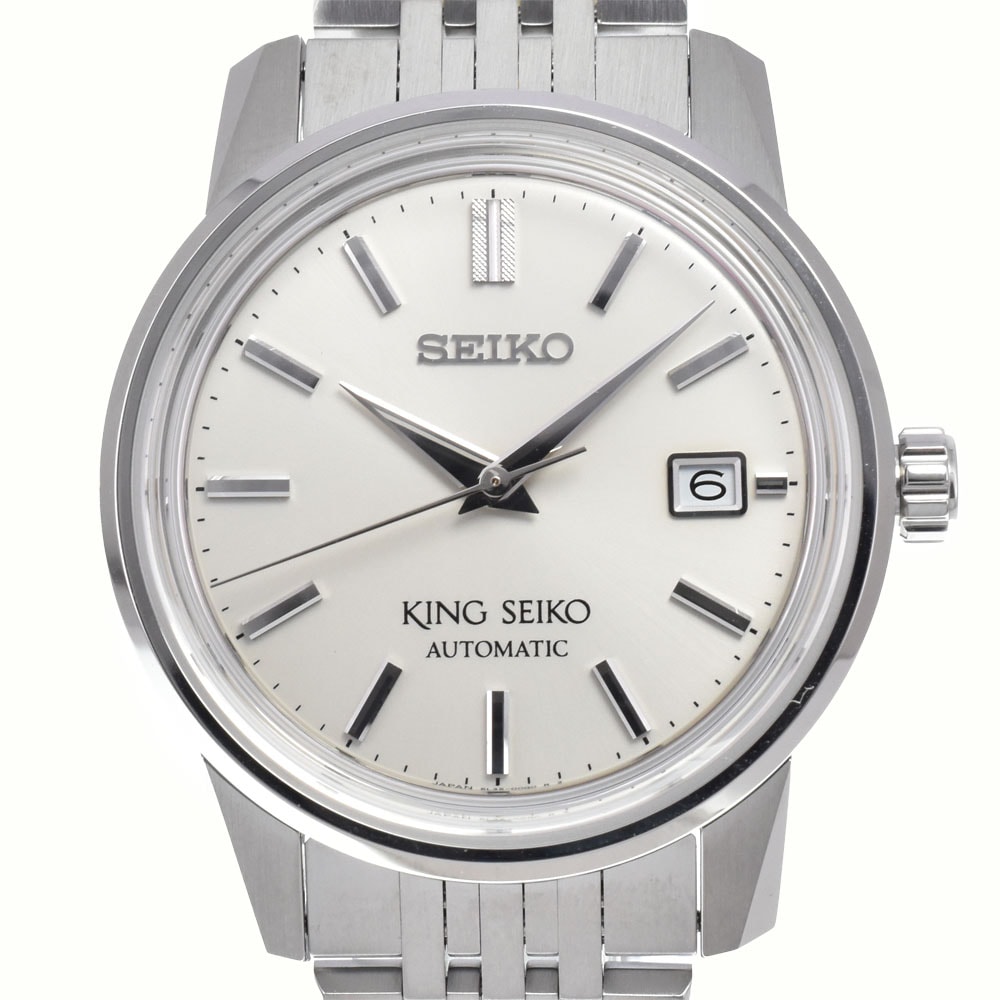 セイコー SEIKO SDKA005/6L35-00G0 KS キングセイコー デイト シルバー 自動巻き メンズ 極美品 腕時計 K#148328
