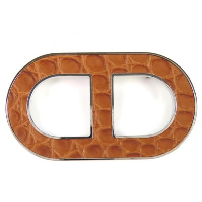 未使用品 エルメス シェーヌダンクル アリゲーターマット ブローチ ゴールド