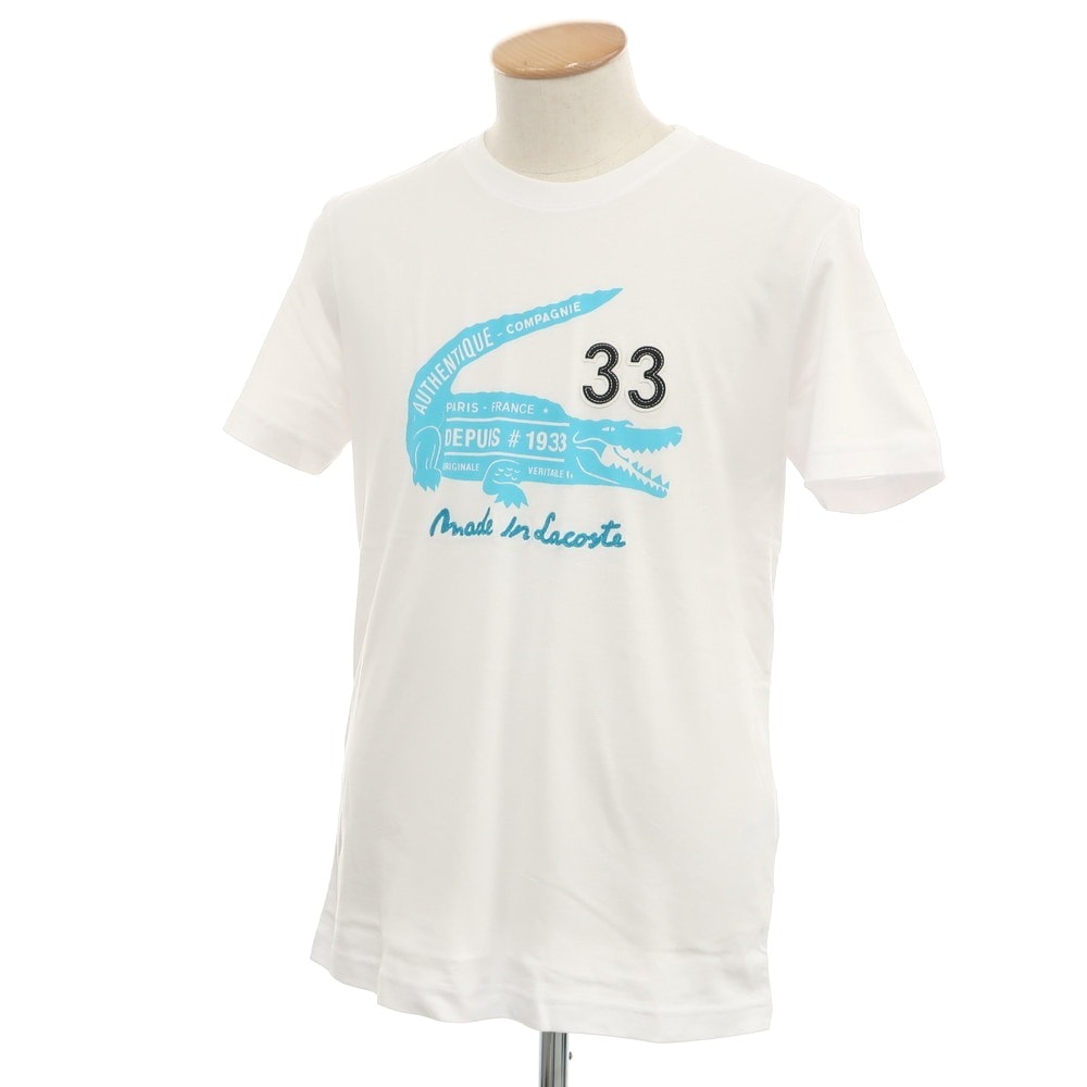 【中古】【未使用】ラコステ LACOSTE コットン クルーネック 半袖Tシャツ ホワイト【サイズ2】【メンズ】