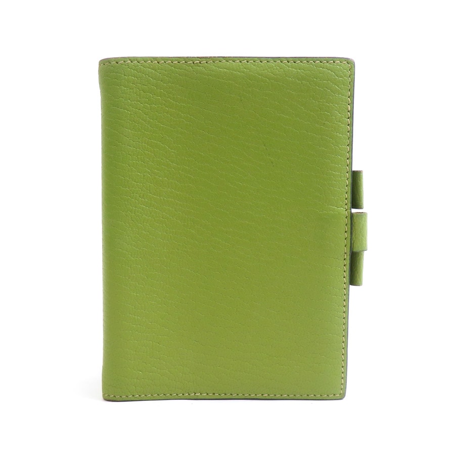 エルメス HERMES 手帳カバー レザー イエローグリーン シルバー ユニセックス【中古】 e62064i