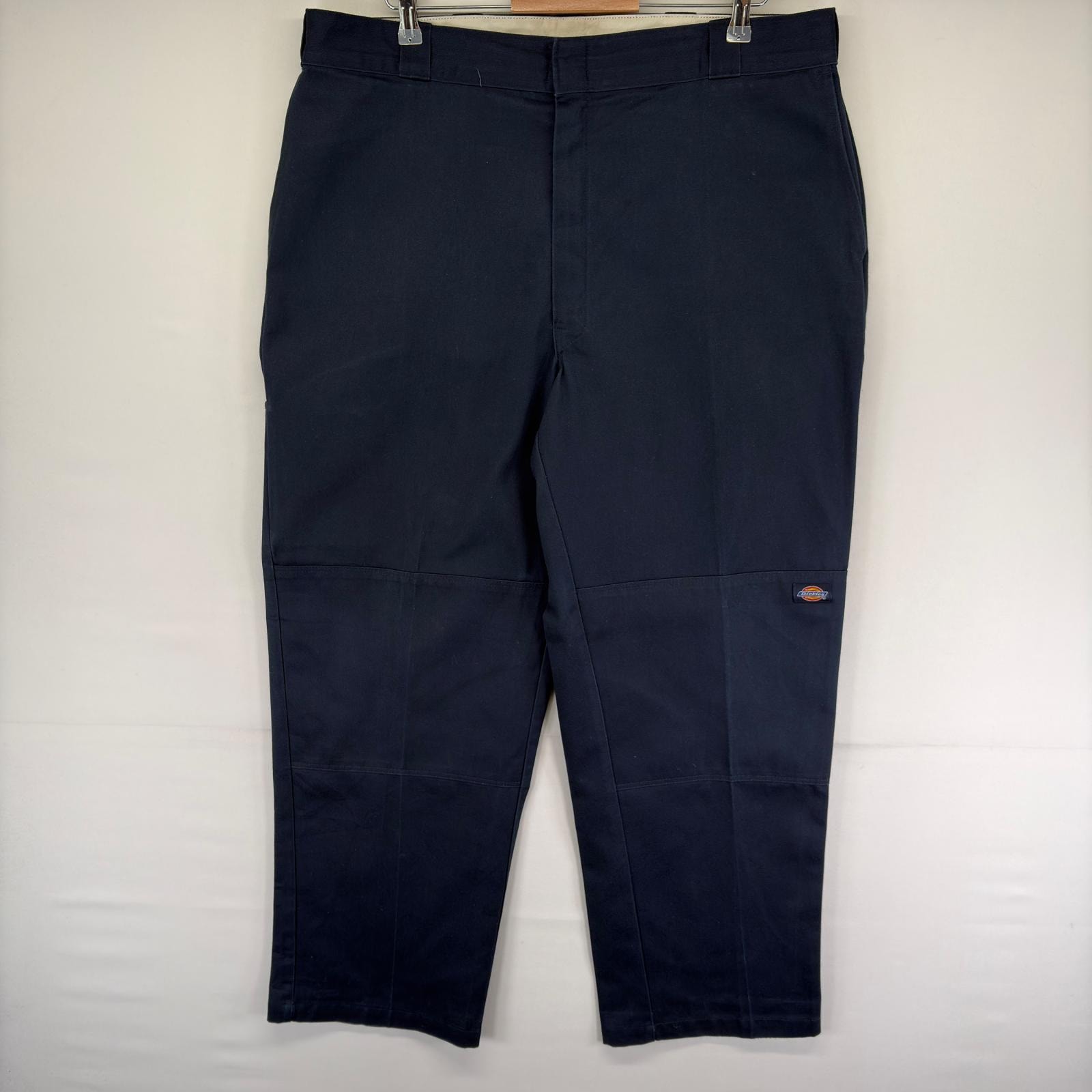 古着 ディッキーズ Dickies USA製 パンツ ワーク ワンポイントロゴ ダブルニー ツールポケット W40 L32  ネイビー系 メンズ