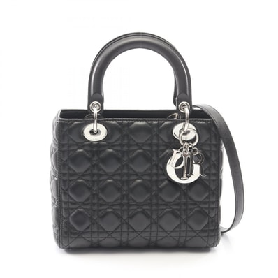 ディオール Dior LADY DIOR レディディオール カナージュ 2WAY ハンドバッグ バッグ レザー レディース ブラック系 【中古】
