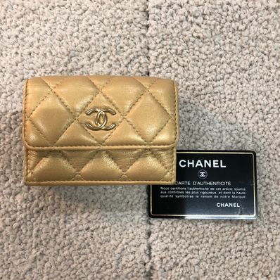 CHANEL Lambskin Matelasse Small Flap Wallet "Gold"
