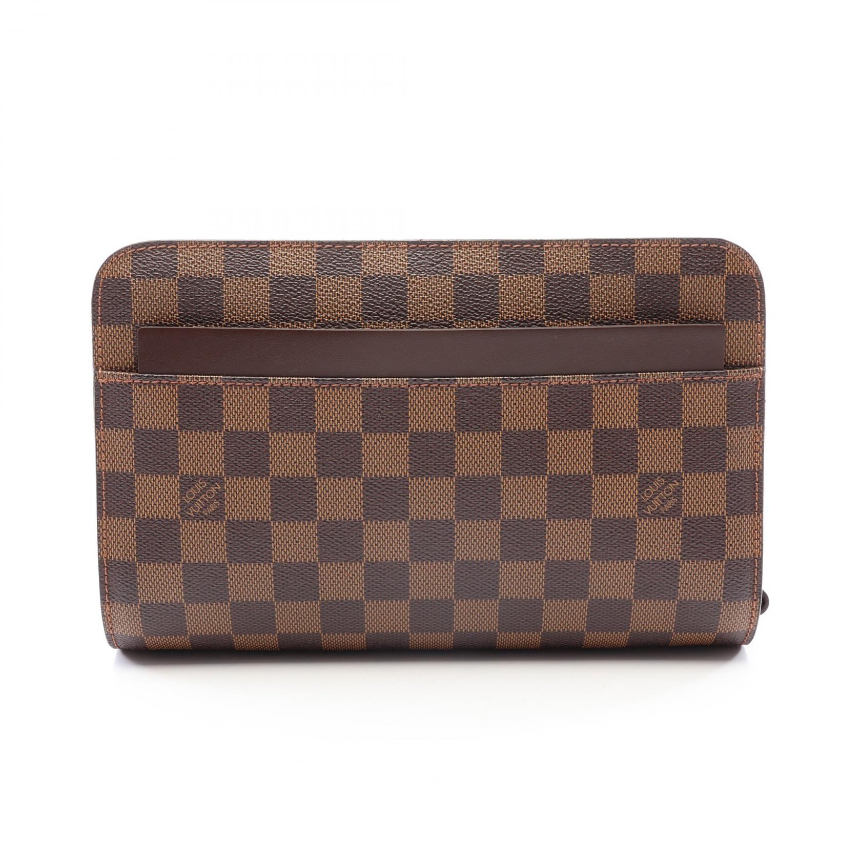 ルイ・ヴィトン LOUIS VUITTON サンルイ セカンドバッグ クラッチバッグ バッグ PVCコーティングキャンバス レザー ダミエ エベヌ メンズ ブラウン系 N51993 【中古】
