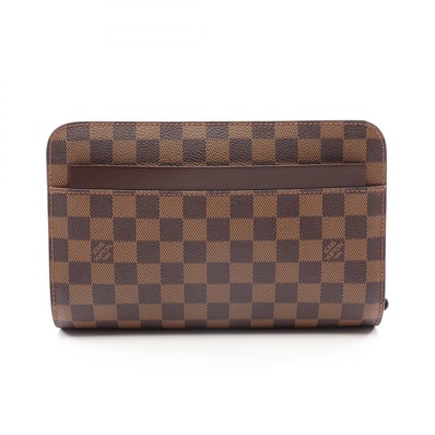ルイ・ヴィトン LOUIS VUITTON サンルイ セカンドバッグ クラッチバッグ バッグ PVCコーティングキャンバス レザー ダミエ エベヌ メンズ ブラウン系 N51993 【中古】