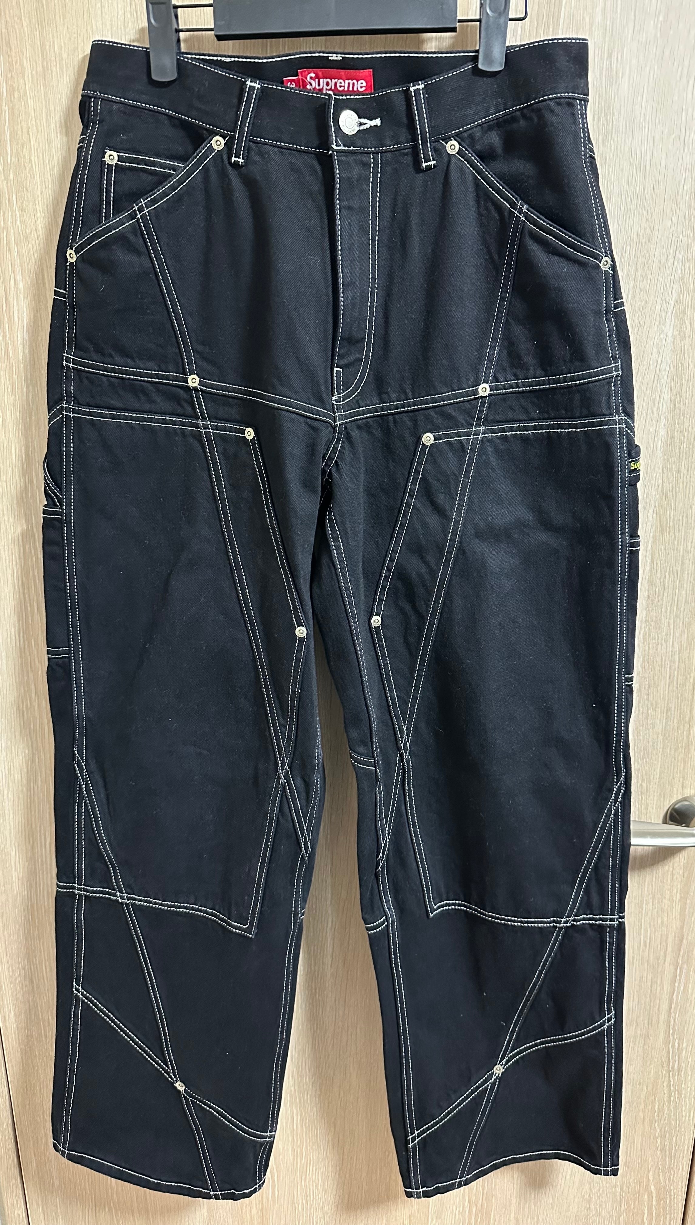 Supreme Contrast Stitch Double Knee Painter Jean "Black"