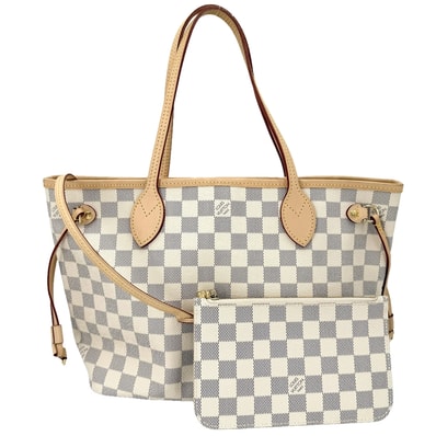 LOUIS VUITTON ルイヴィトン トートバッグ ネヴァーフルPM 肩掛け N40605 ダミエアズールキャンバス ホワイト 白 ゴールド金具 レディース【中古品】