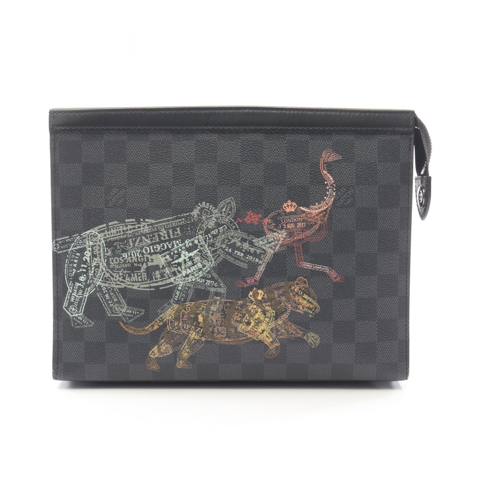 ルイ・ヴィトン LOUIS VUITTON ポシェット ヴォワヤージュMM ダミエグラフィット セカンドバッグ クラッチバッグ バッグ PVCコーティングキャンバス レザー ダミエ・グラフィット メンズ ブラック系 N64605