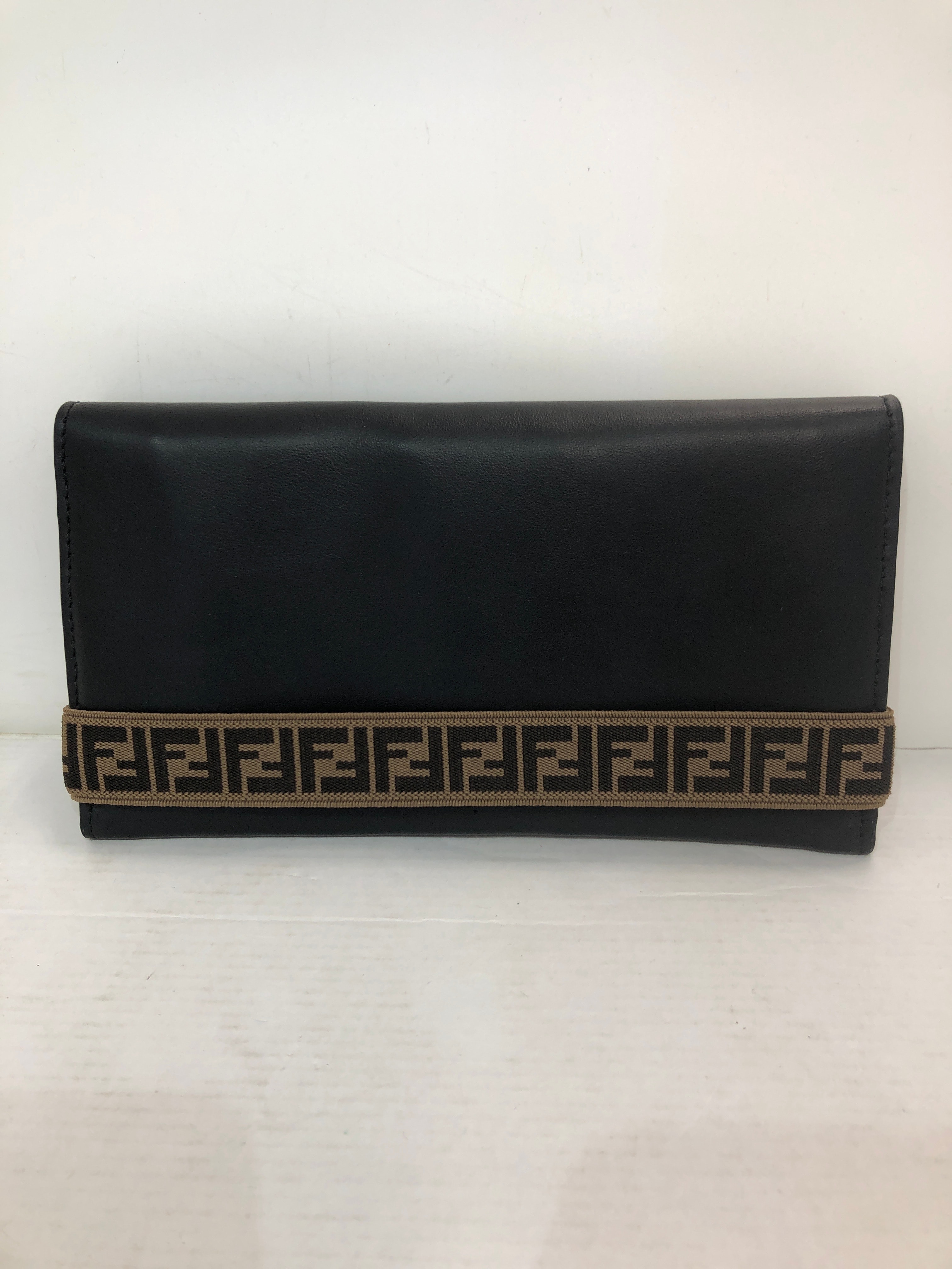 FENDI フェンディ 長財布 ズッカ柄ロゴバンド ブラック 箱あり