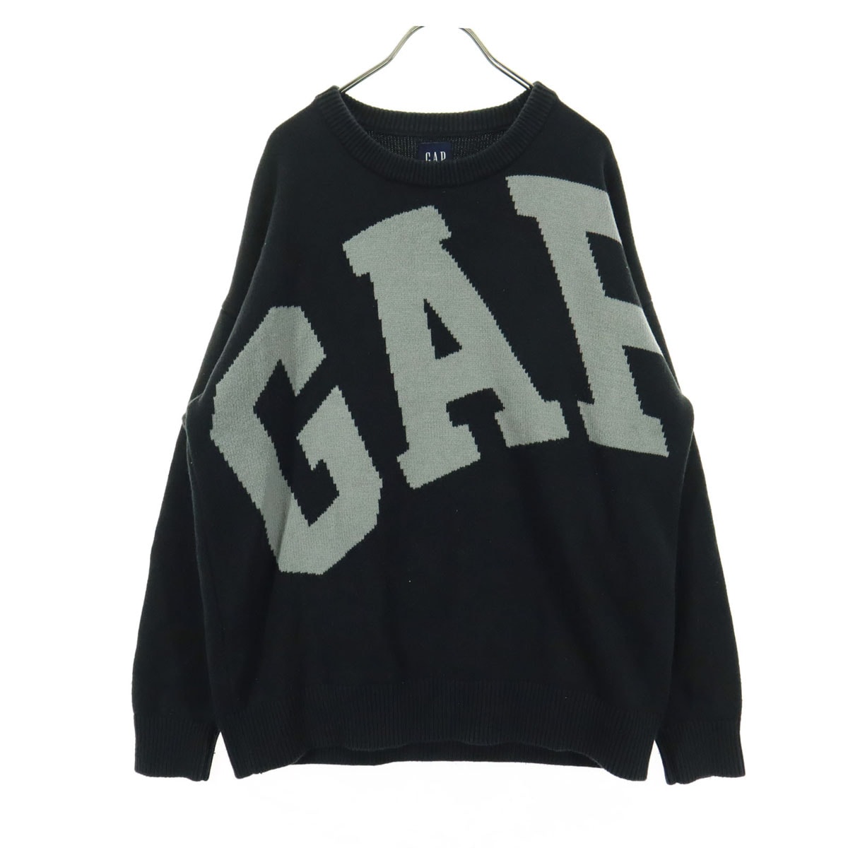 GAP ギャップ ロゴ 長袖 コットン混 ニット S ブラック