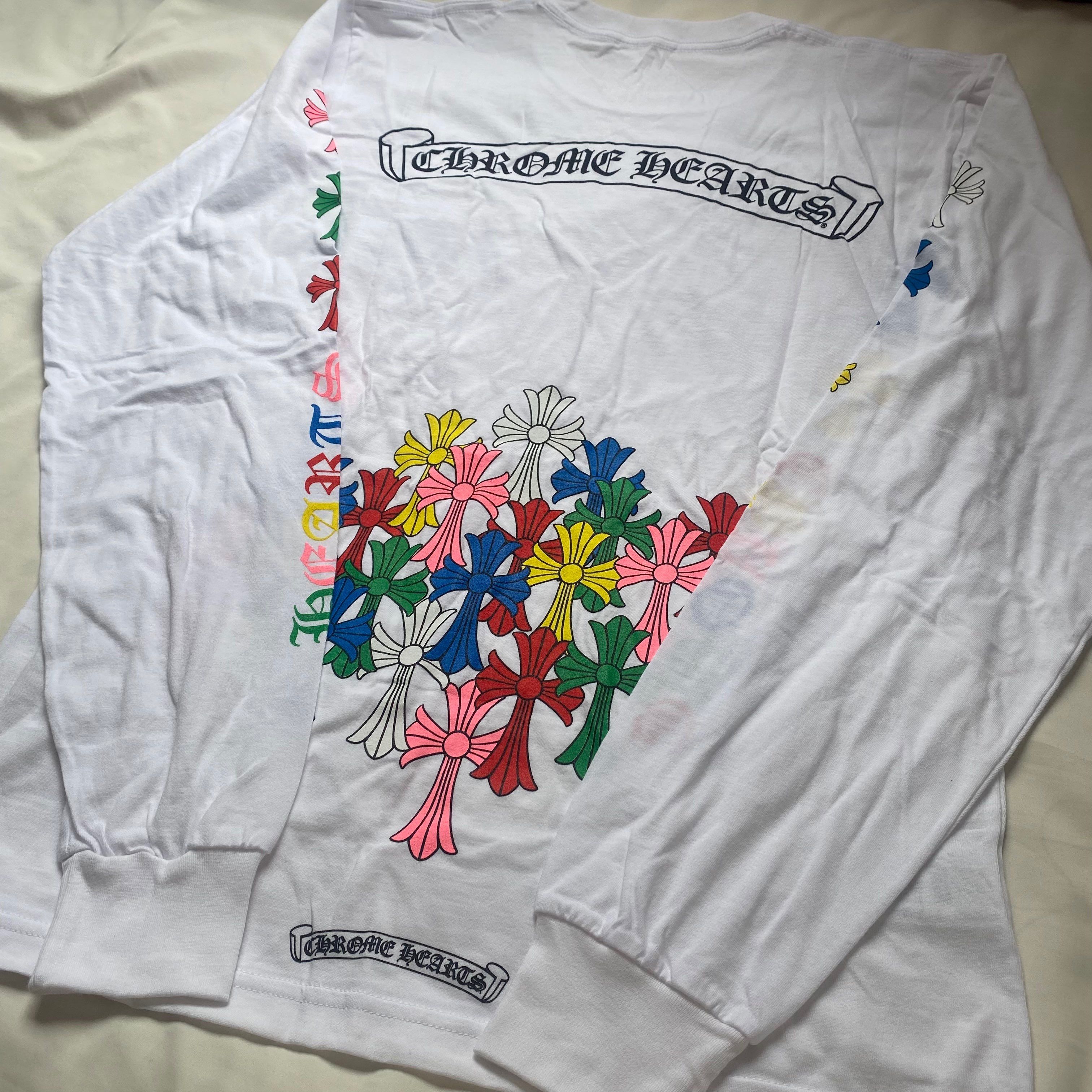 クロムハーツ メンズ tシャツ ロンt  マルチカラーセメタリークロス