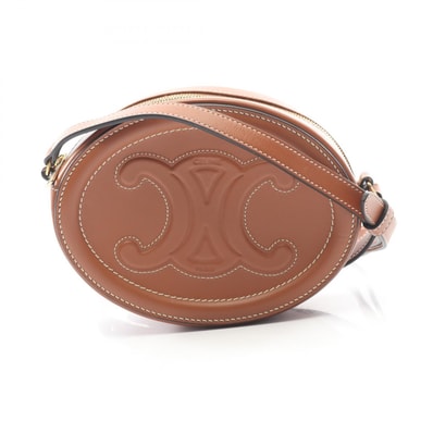 セリーヌ CELINE クロスボディ オーバルパース キュイル トリオンフ ショルダーバッグ バッグ レザー レディース ブラウン系 10I703 【中古】