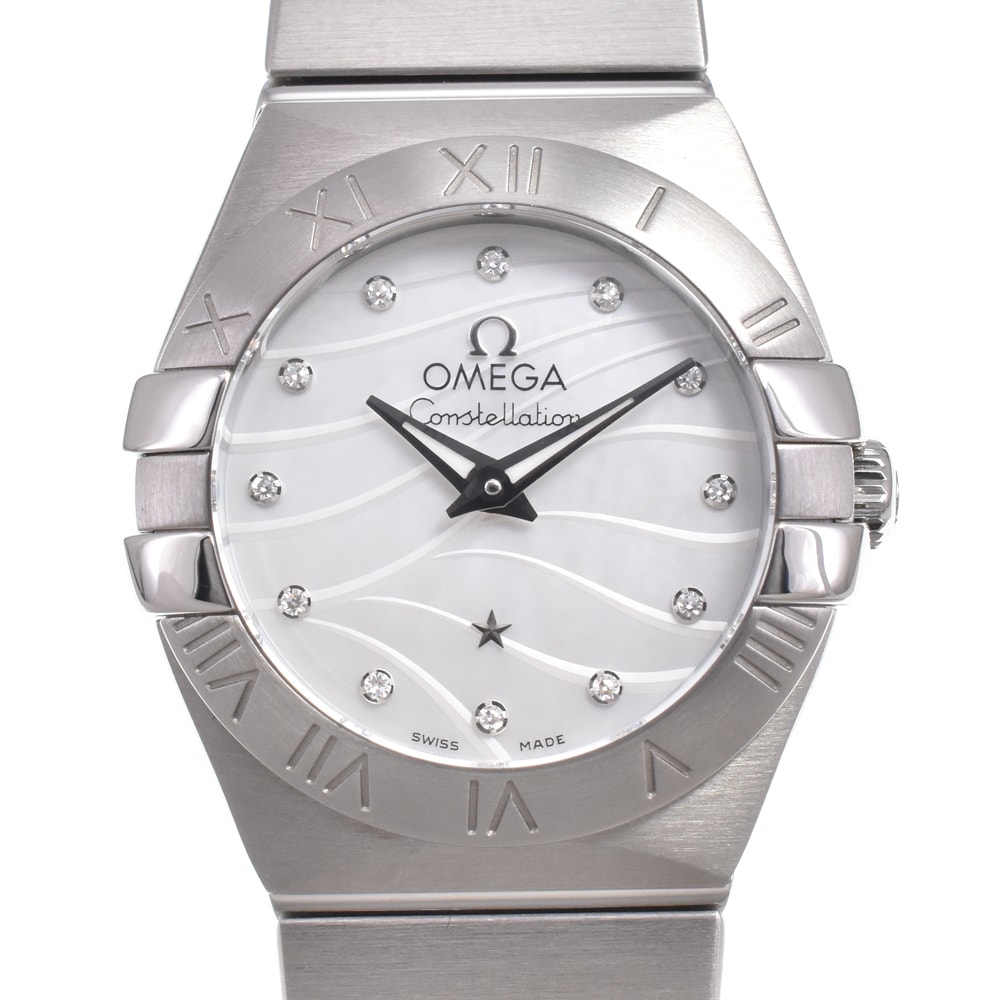 オメガ OMEGA 123.10.24.60.55.003 コンステレーション 12P ダイヤモンド ホワイトシェル クォーツ レディース 美品 保証書付き L#150958