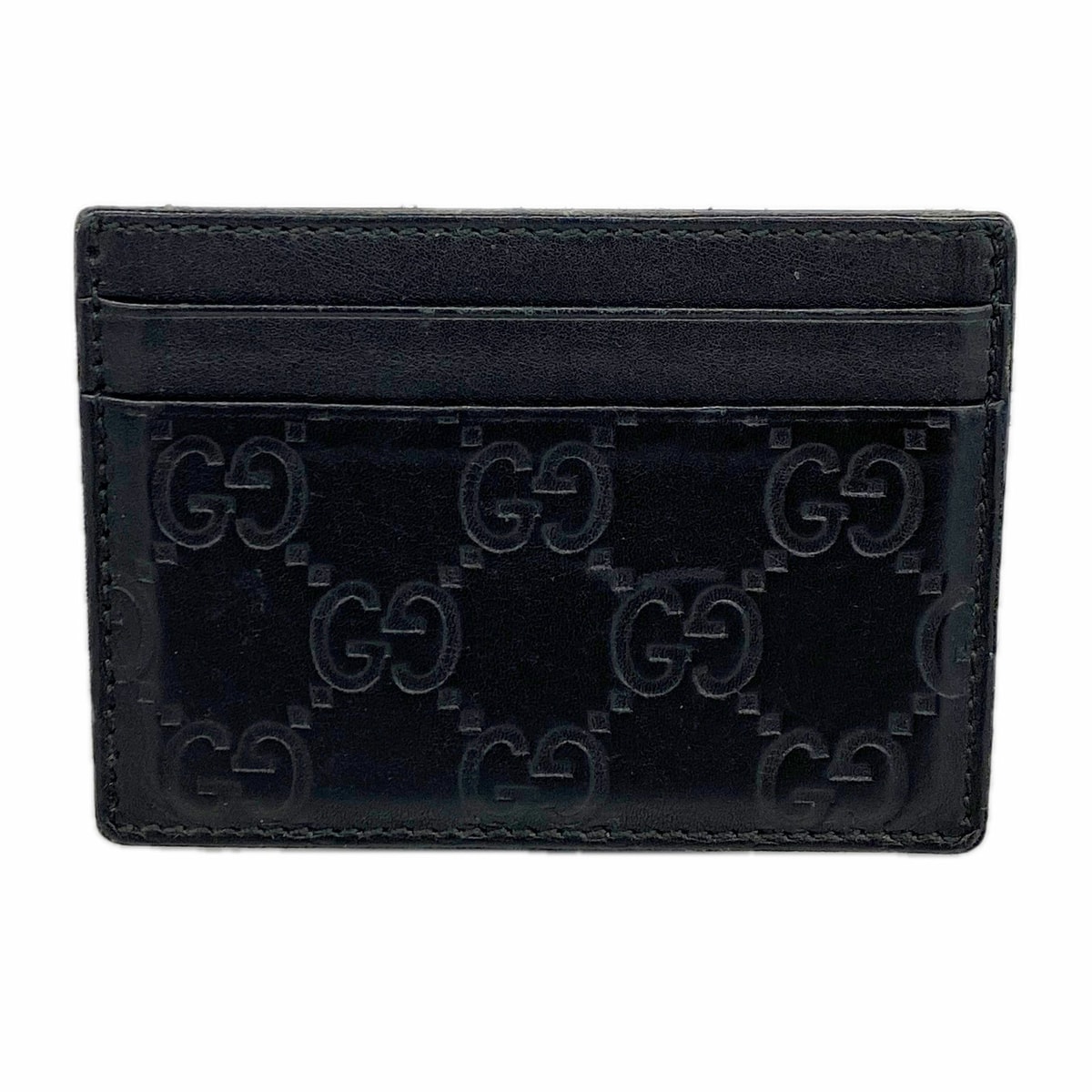 ★SALE【6hc2415-k】グッチ カードケース グッチシマ 233166 レザー ブラック【中古】メンズ レディース ユニセックス