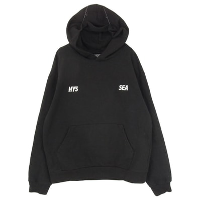 HYSTERIC GLAMOUR ヒステリックグラマー パーカー WDS-C-HYS 23-AP-Q1-16 × WIND AND SEA ウィンダンシー ロゴ刺繍 バック HYS SEA ワッペン フーディ プルオーバー スウェット パーカー【中古】