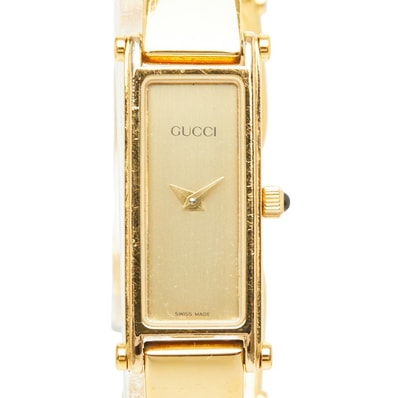 グッチ バングルウォッチ 腕時計 1500L クオーツ ゴールド文字盤 メッキ レディース GUCCI 中古